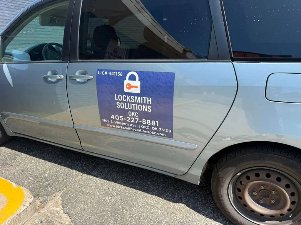 Locksmith Solutions OKC service vehicle — Oklahoma License #441138
